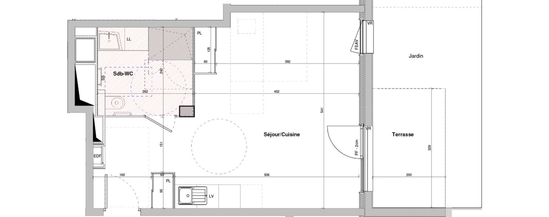 Appartement T1 meubl&eacute; de 36,75 m2 &agrave; Dole Plumont - val fleuri