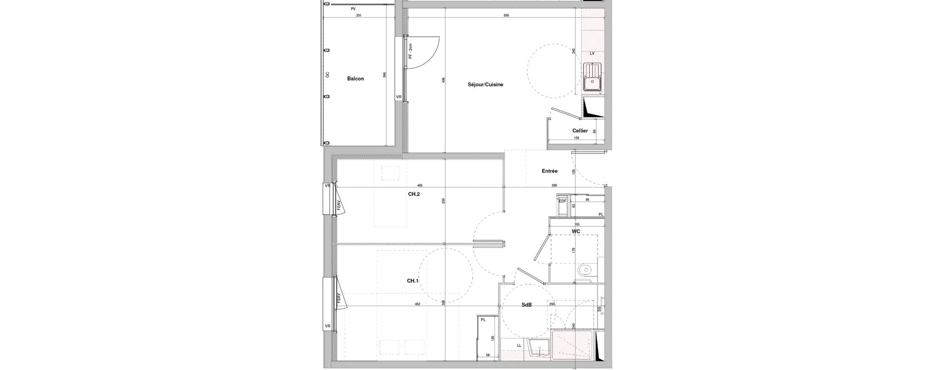 Appartement T3 meubl&eacute; de 63,10 m2 &agrave; Dole Plumont - val fleuri