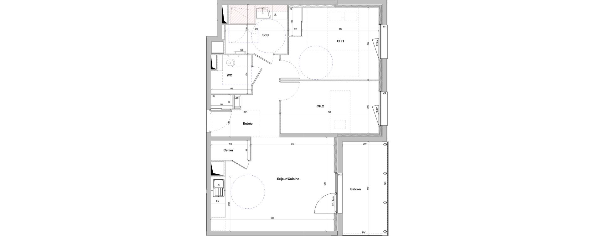 Appartement T3 meubl&eacute; de 62,46 m2 &agrave; Dole Plumont - val fleuri