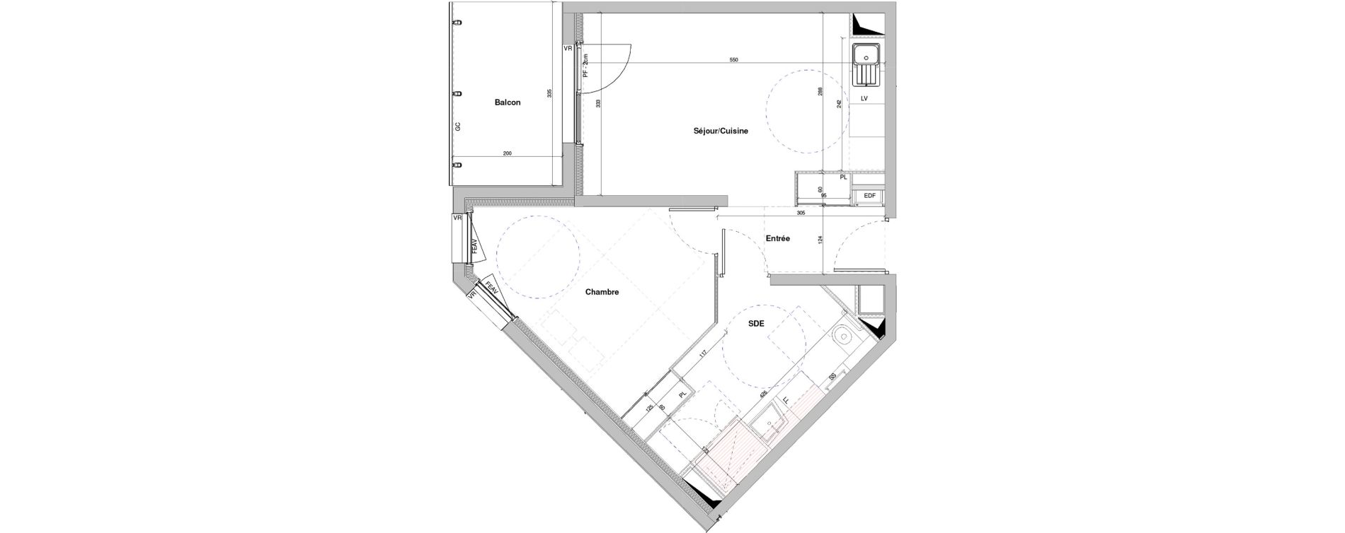 Appartement T2 meubl&eacute; de 43,60 m2 &agrave; Dole Plumont - val fleuri
