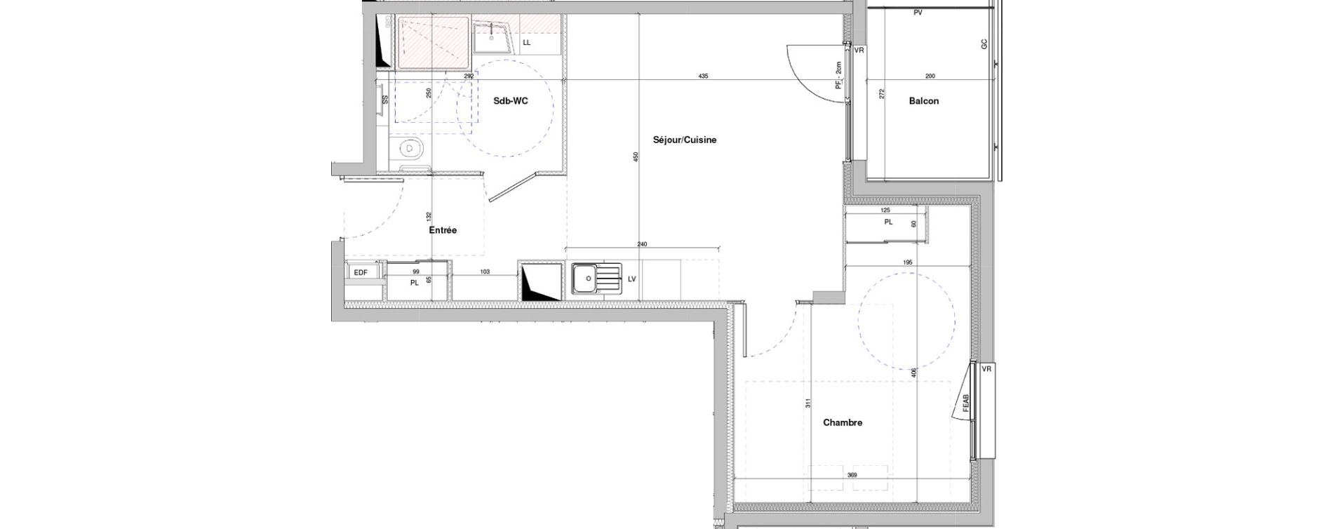 Appartement T2 meubl&eacute; de 46,65 m2 &agrave; Dole Plumont - val fleuri