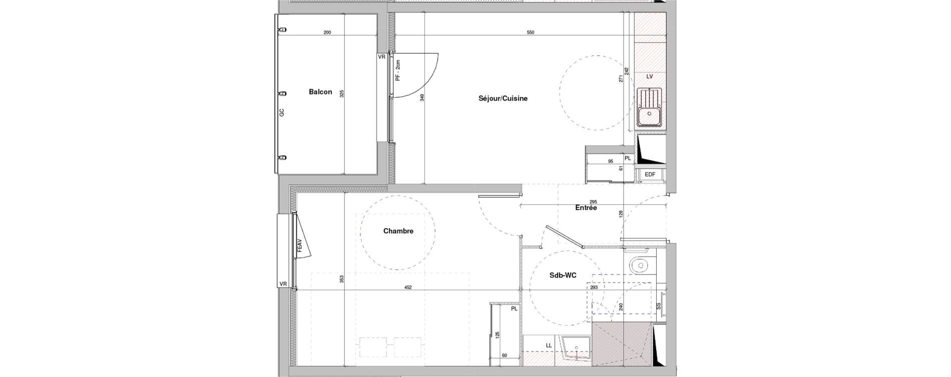 Appartement T2 meubl&eacute; de 44,72 m2 &agrave; Dole Plumont - val fleuri