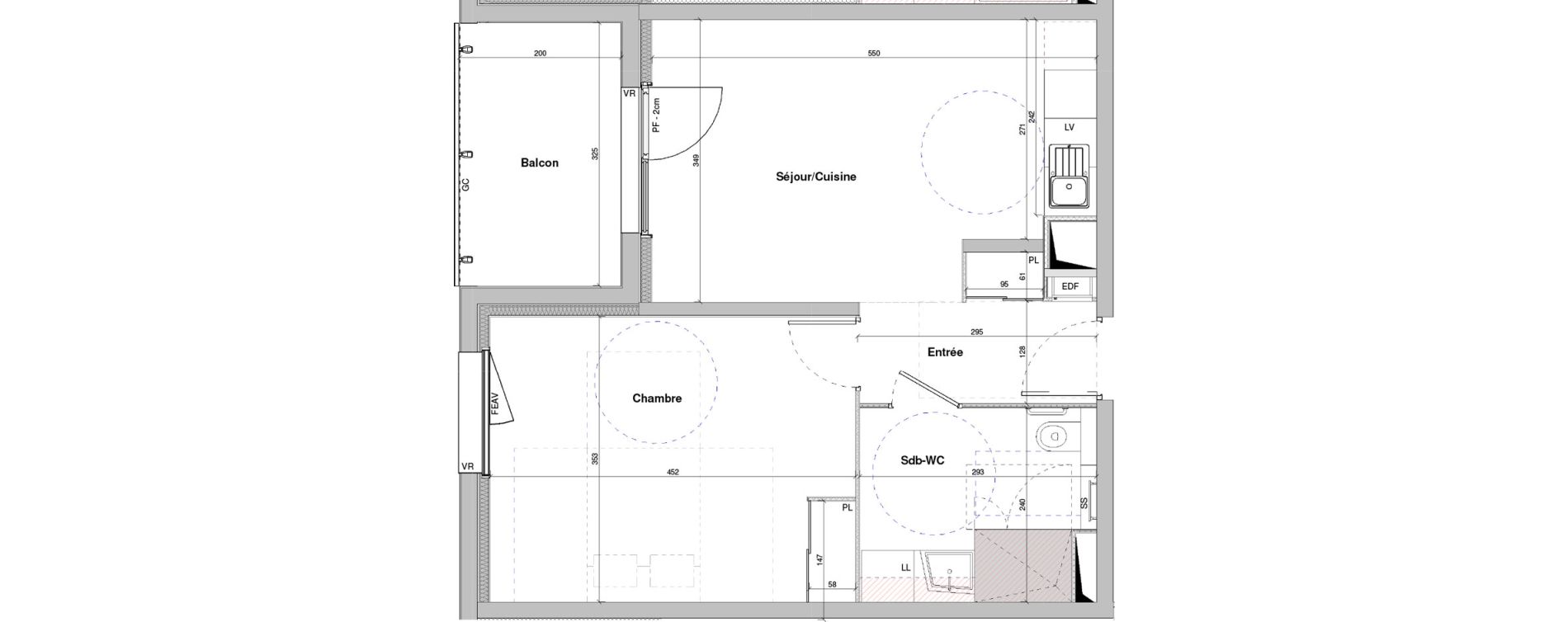 Appartement T2 meubl&eacute; de 44,71 m2 &agrave; Dole Plumont - val fleuri