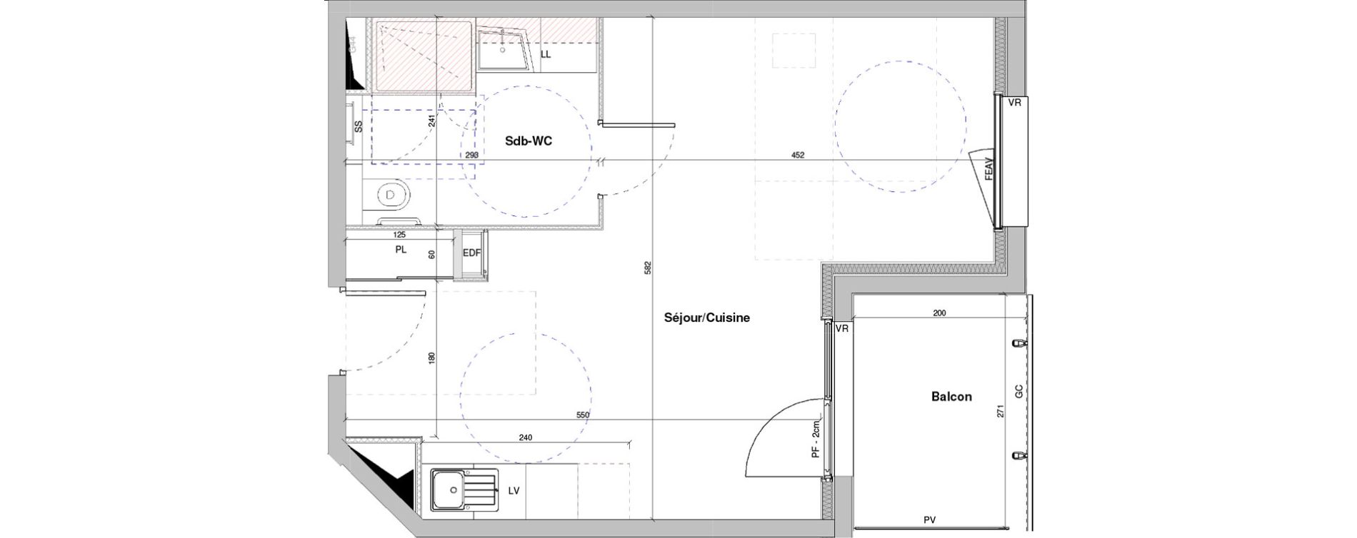 Appartement T1 meubl&eacute; de 36,04 m2 &agrave; Dole Plumont - val fleuri