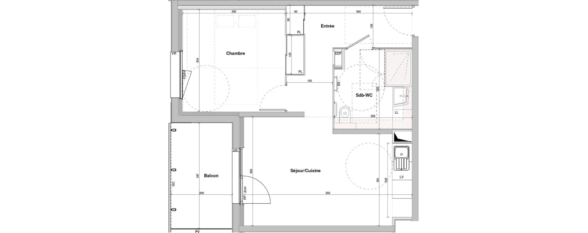 Appartement T2 meubl&eacute; de 44,34 m2 &agrave; Dole Plumont - val fleuri