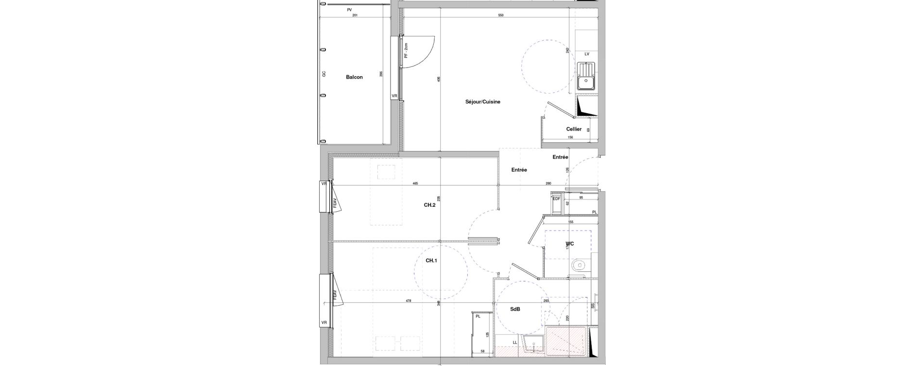 Appartement T3 meubl&eacute; de 63,11 m2 &agrave; Dole Plumont - val fleuri