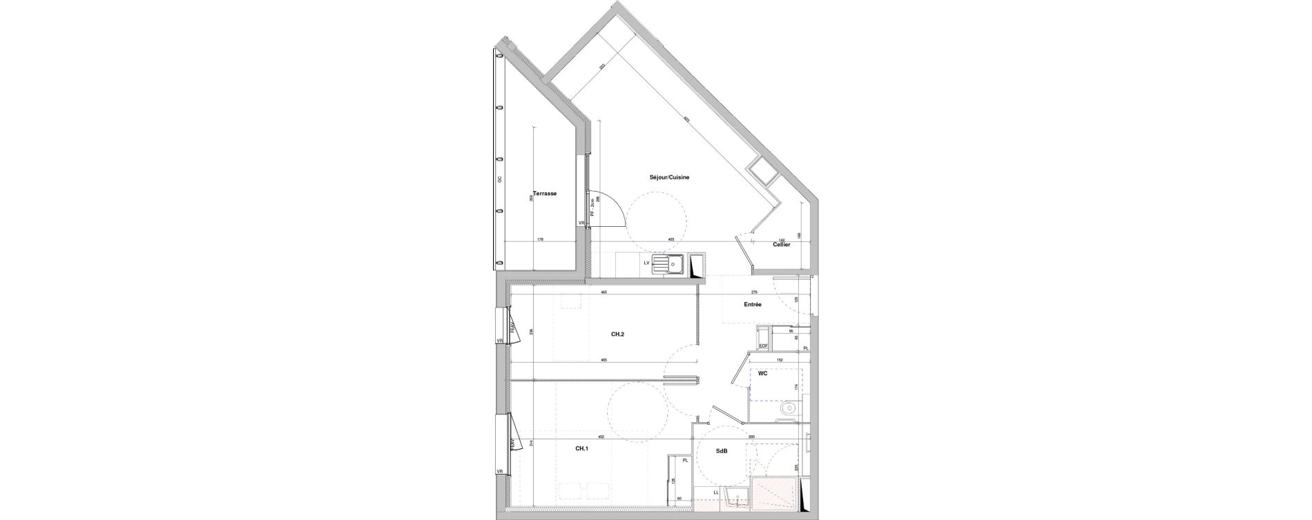 Appartement T3 meubl&eacute; de 65,62 m2 &agrave; Dole Plumont - val fleuri