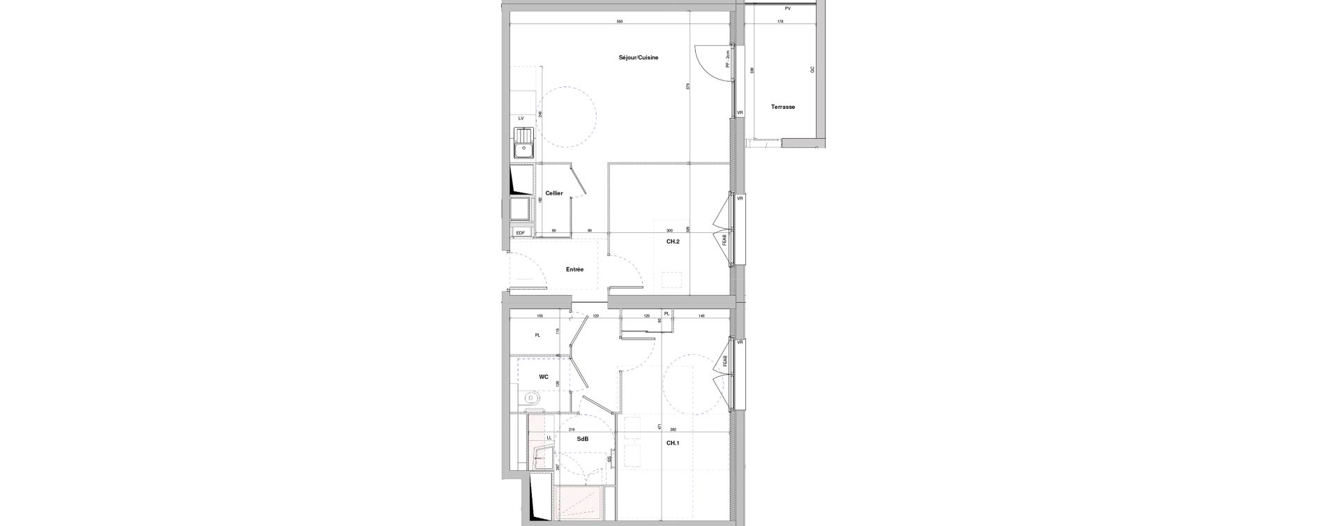 Appartement T3 meubl&eacute; de 64,08 m2 &agrave; Dole Plumont - val fleuri
