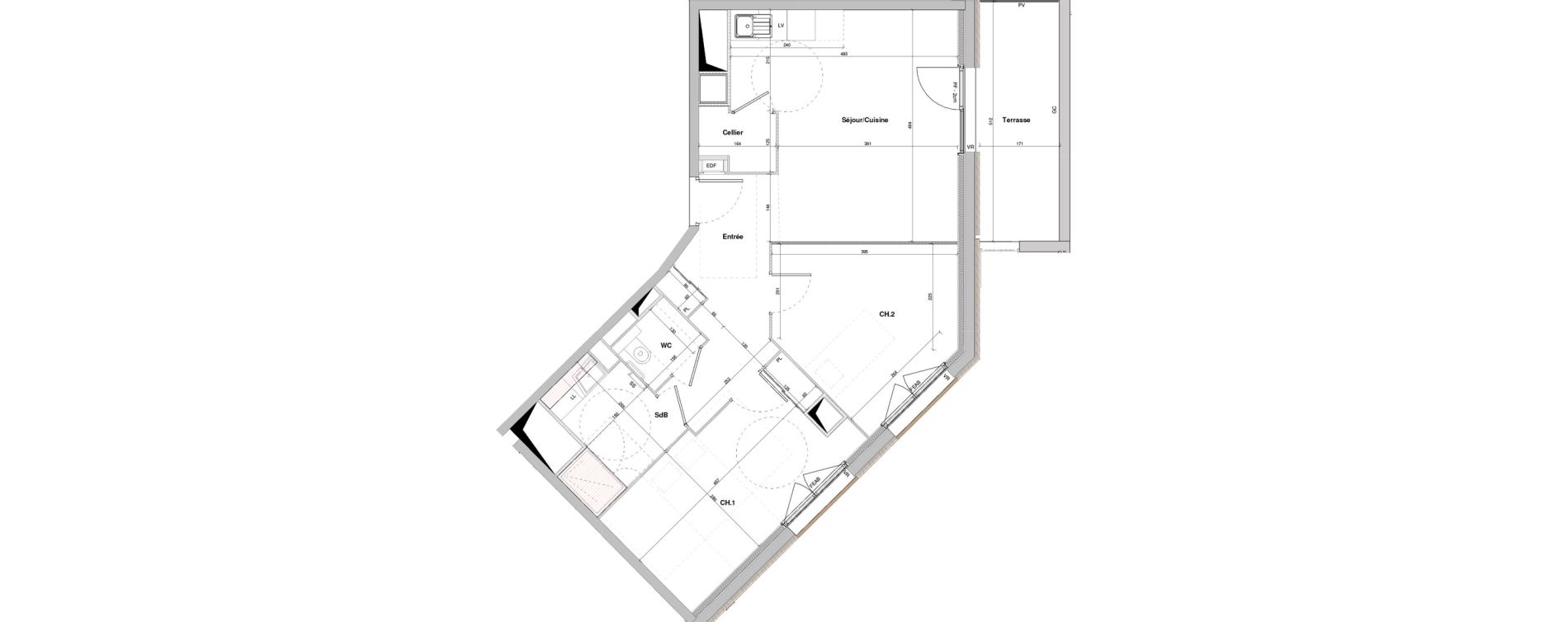 Appartement T3 meubl&eacute; de 65,99 m2 &agrave; Dole Plumont - val fleuri