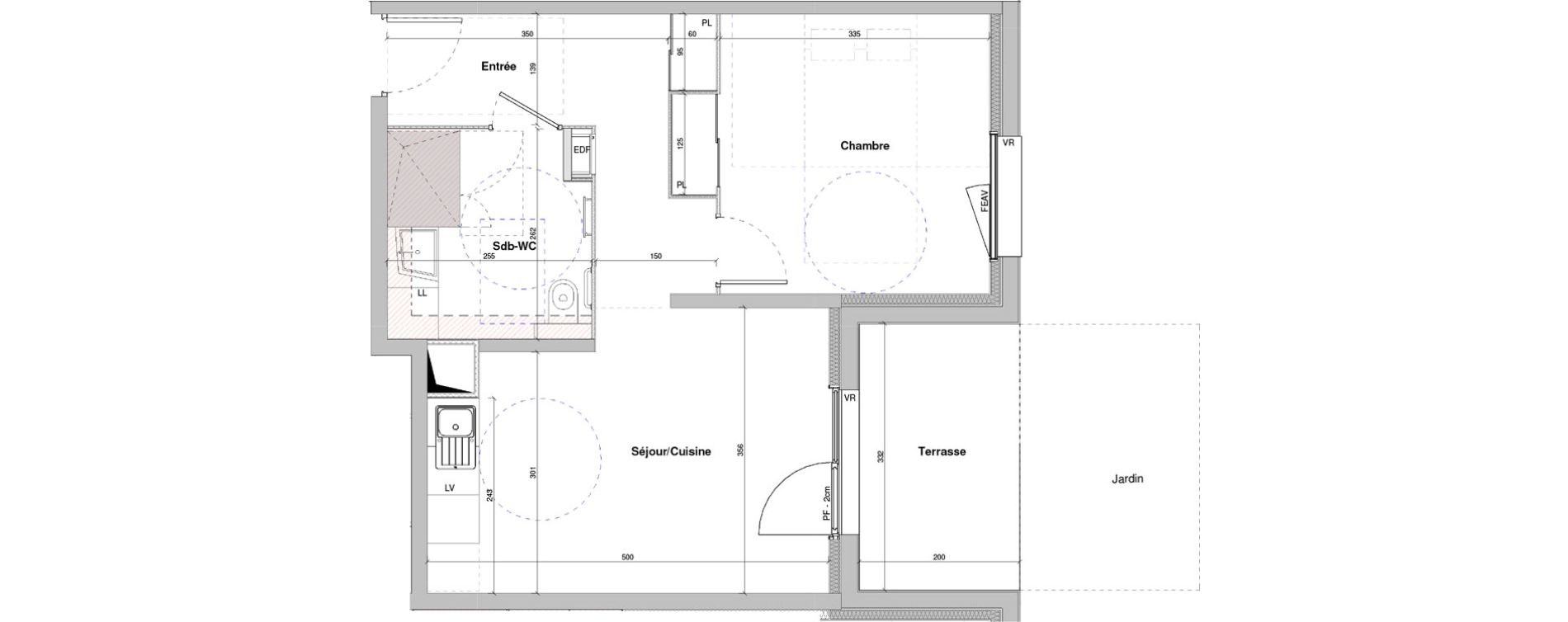 Appartement T2 meubl&eacute; de 43,31 m2 &agrave; Dole Plumont - val fleuri