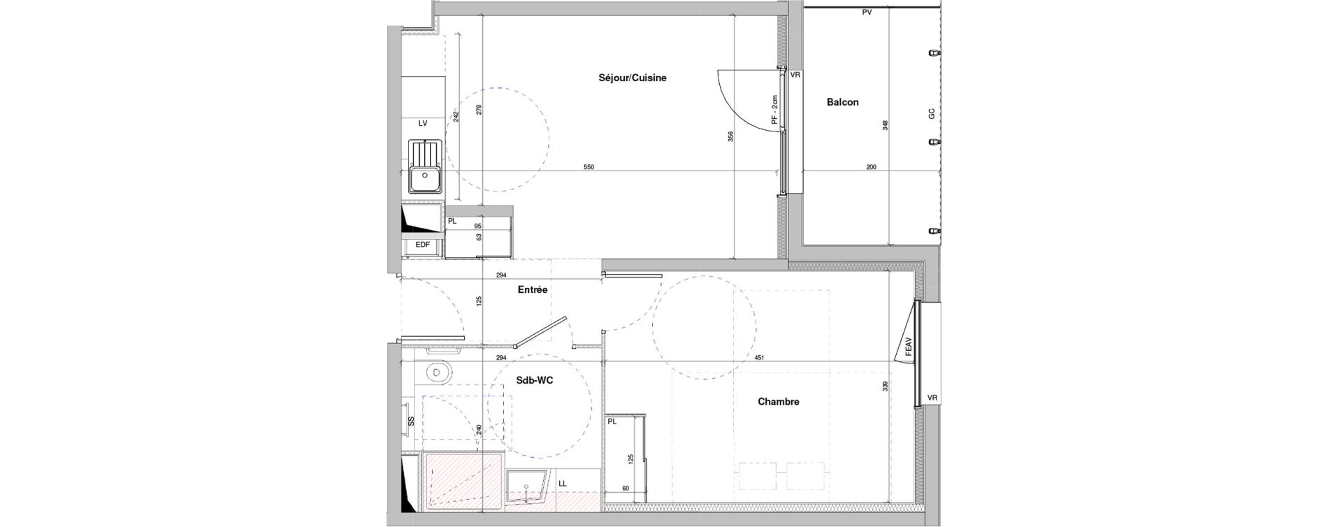 Appartement T2 meubl&eacute; de 44,41 m2 &agrave; Dole Plumont - val fleuri