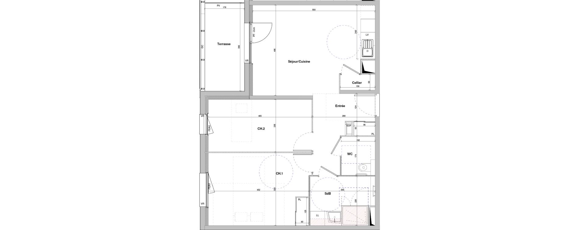 Appartement T3 meubl&eacute; de 63,11 m2 &agrave; Dole Plumont - val fleuri