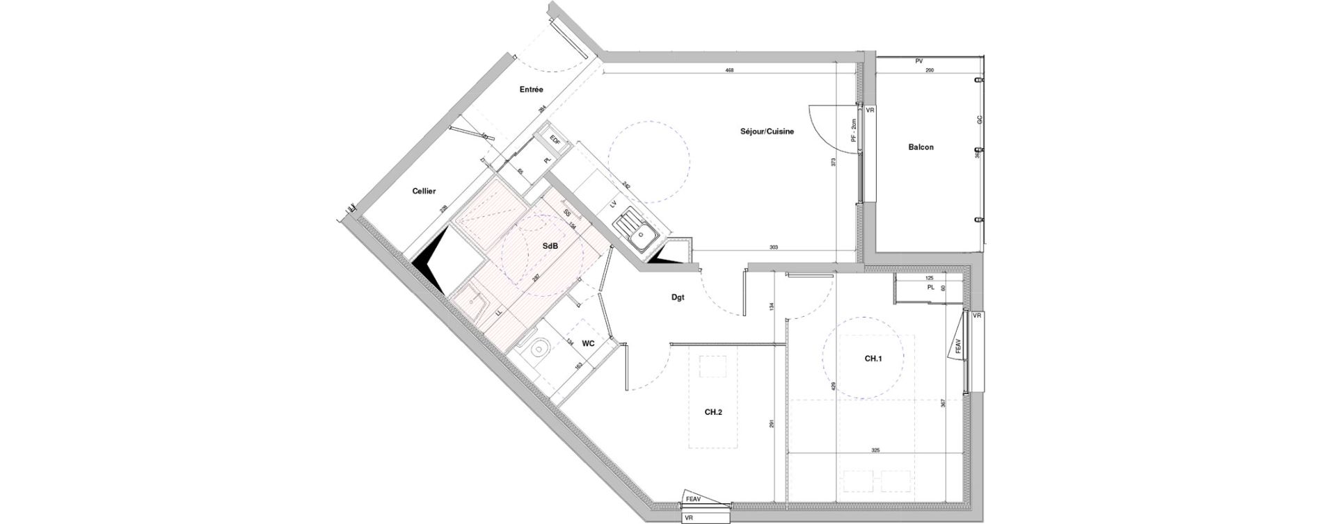 Appartement T3 meubl&eacute; de 61,98 m2 &agrave; Dole Plumont - val fleuri
