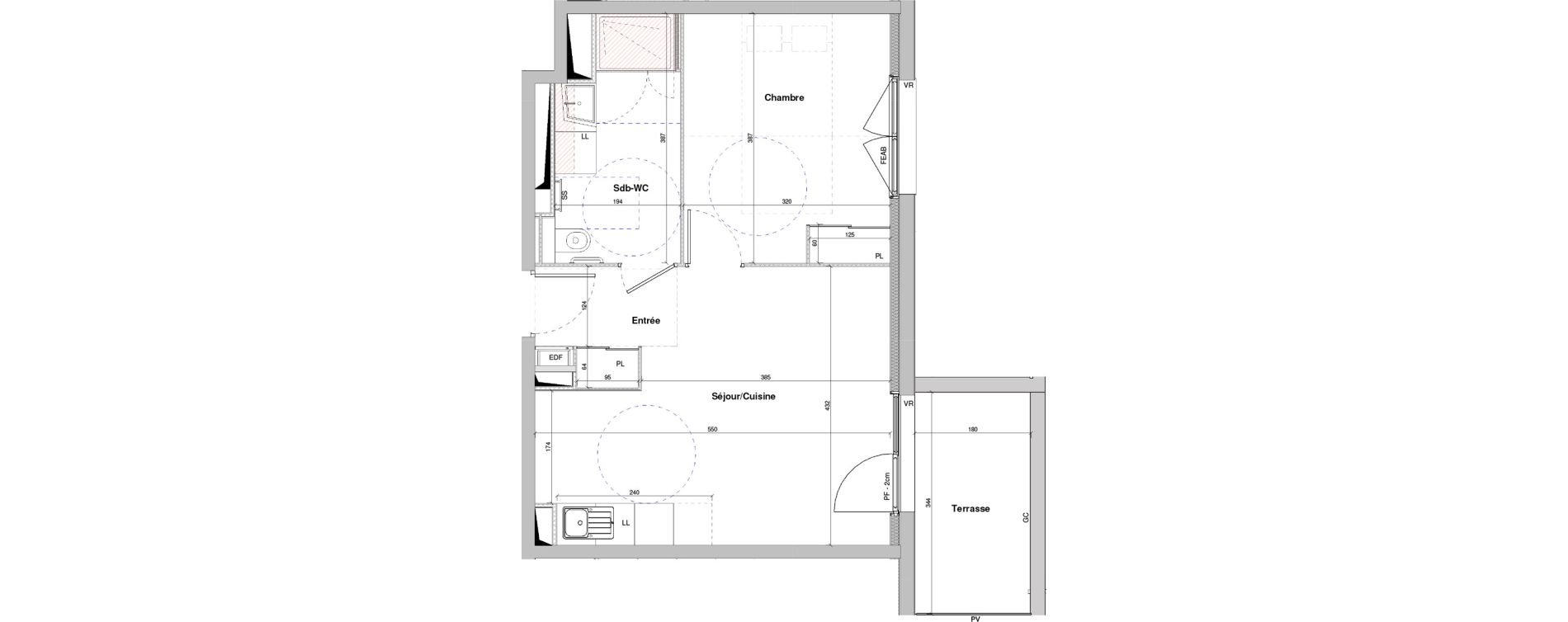 Appartement T2 meubl&eacute; de 42,25 m2 &agrave; Dole Plumont - val fleuri