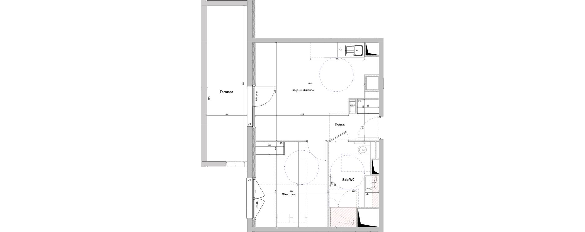 Appartement T2 meubl&eacute; de 42,10 m2 &agrave; Dole Plumont - val fleuri
