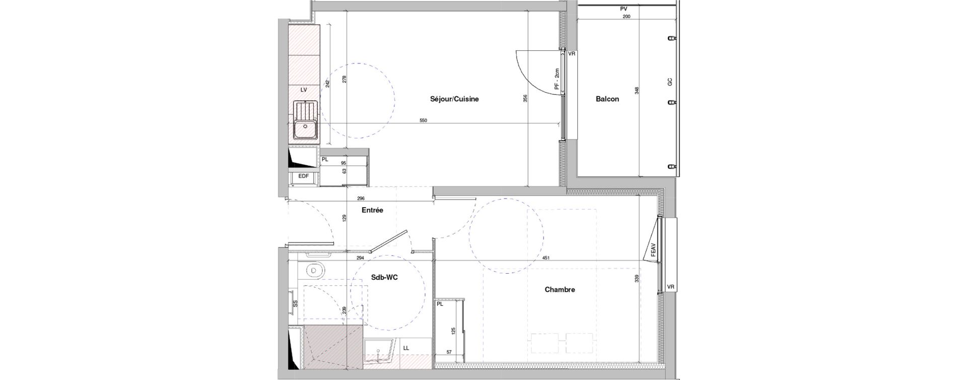 Appartement T2 meubl&eacute; de 44,41 m2 &agrave; Dole Plumont - val fleuri