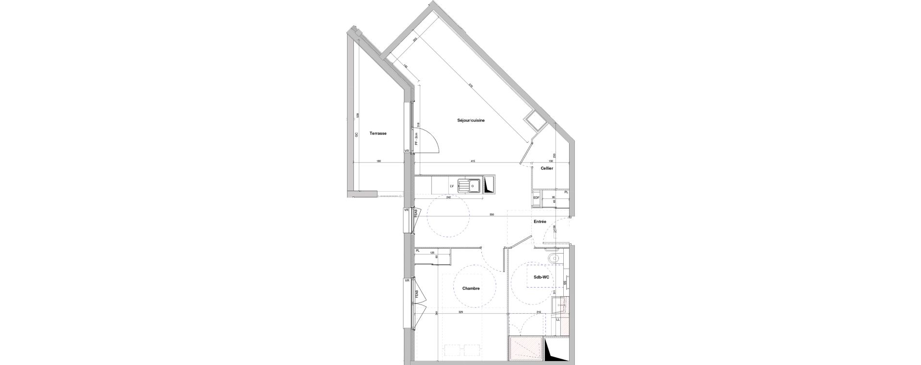 Appartement T2 meubl&eacute; de 55,20 m2 &agrave; Dole Plumont - val fleuri