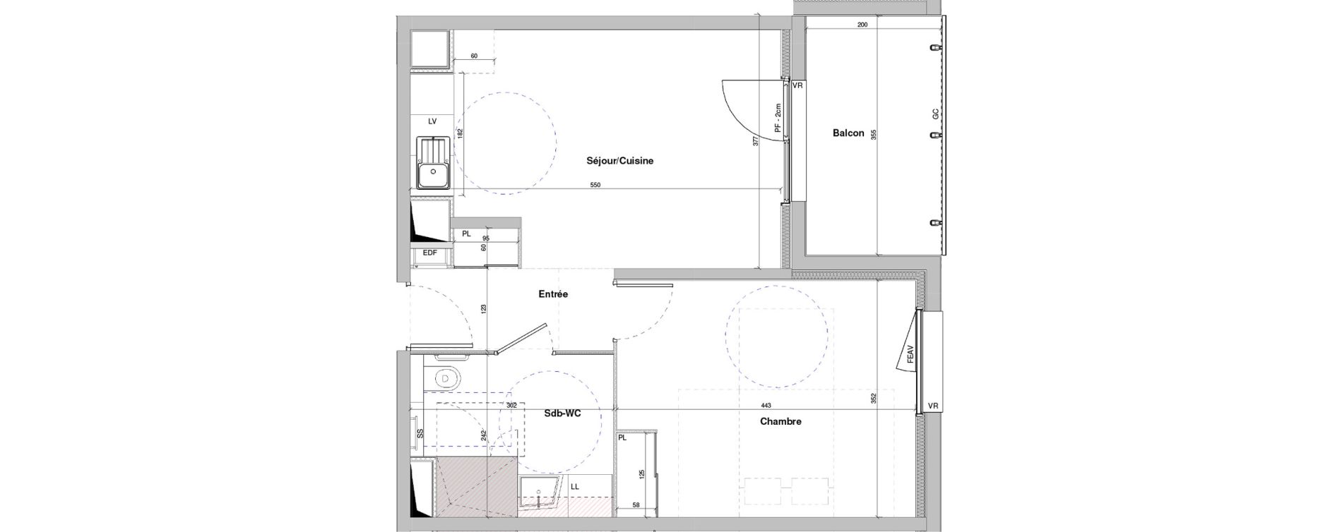 Appartement T2 meubl&eacute; de 44,44 m2 &agrave; Dole Plumont - val fleuri