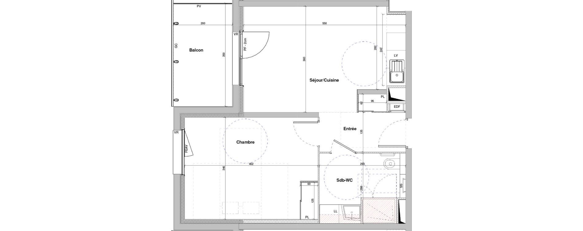 Appartement T2 meubl&eacute; de 45,12 m2 &agrave; Dole Plumont - val fleuri