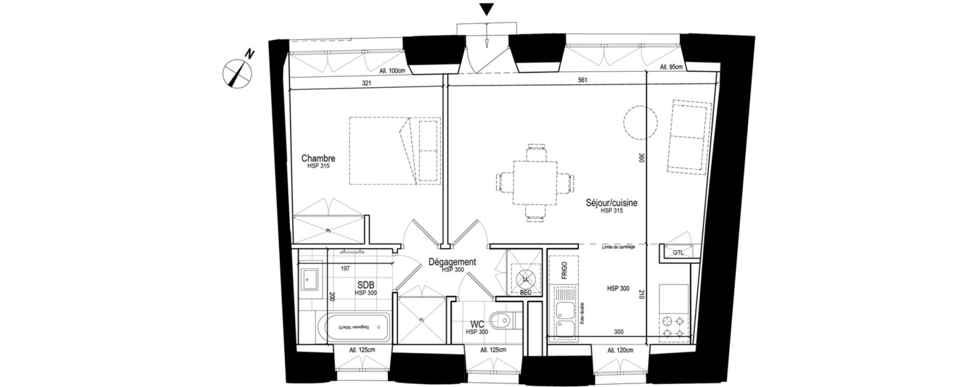Appartement T2 de 45,99 m2 &agrave; Dole Paix - wilson - machard