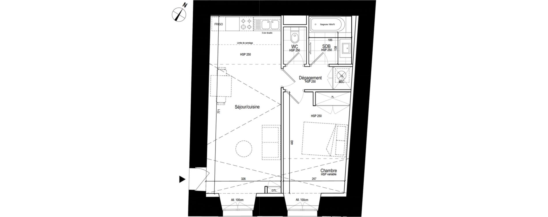 Appartement T2 de 44,76 m2 &agrave; Dole Paix - wilson - machard