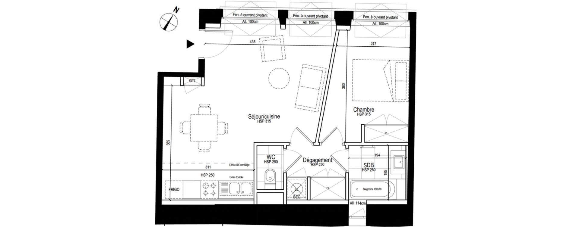Appartement T2 de 43,52 m2 &agrave; Dole Paix - wilson - machard