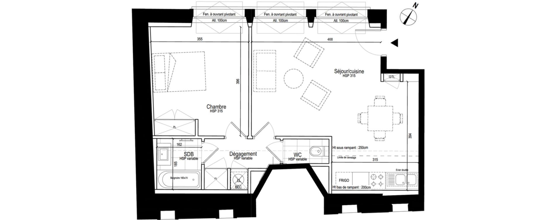 Appartement T2 de 49,89 m2 &agrave; Dole Paix - wilson - machard