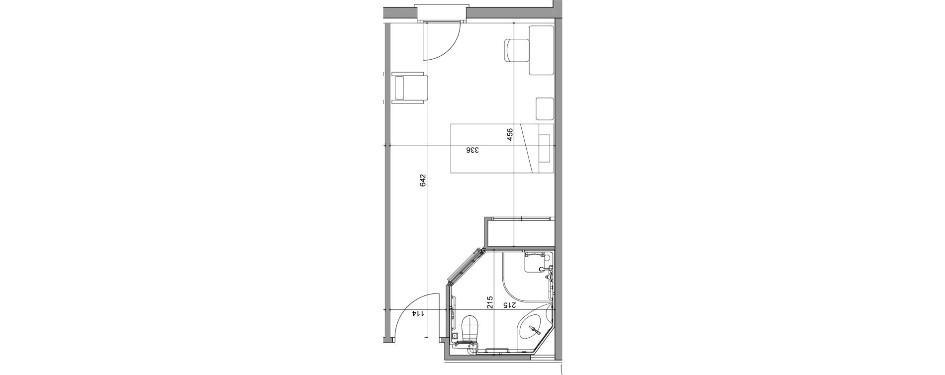 Chambre de 21,43 m2 &agrave; Varennes-L&egrave;s-Narcy Centre