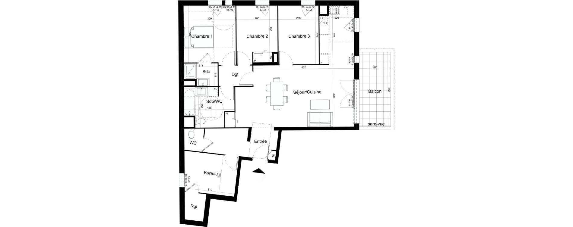Appartement T4 de 100,09 m2 &agrave; Chalon-Sur-Sa&ocirc;ne Centre
