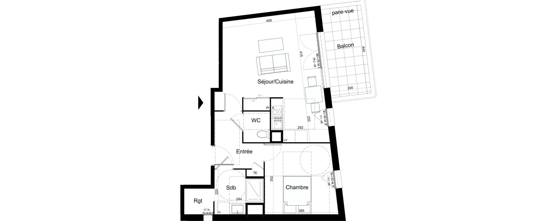 Appartement T2 de 52,87 m2 &agrave; Chalon-Sur-Sa&ocirc;ne Centre