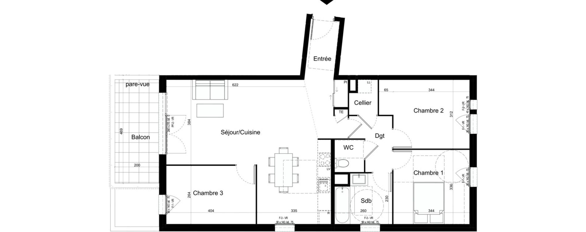 Appartement T4 de 90,09 m2 &agrave; Chalon-Sur-Sa&ocirc;ne Centre