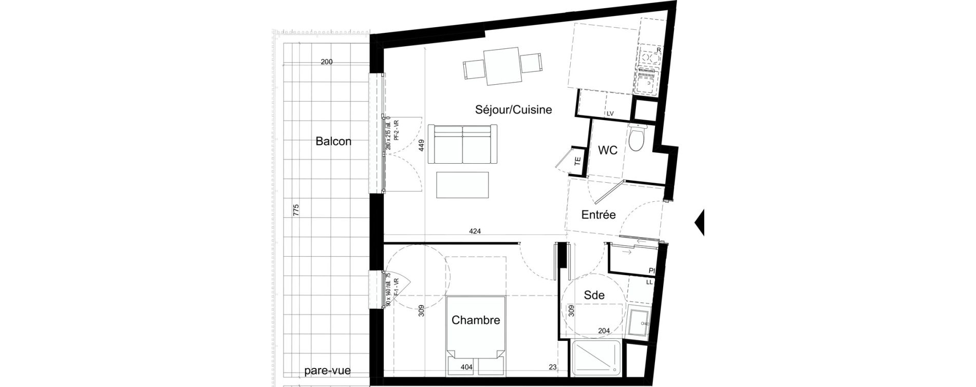 Appartement T2 de 49,42 m2 &agrave; Chalon-Sur-Sa&ocirc;ne Centre