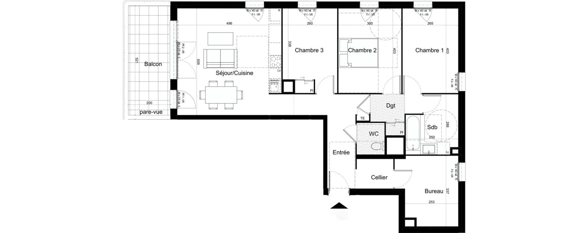 Appartement T4 de 90,27 m2 &agrave; Chalon-Sur-Sa&ocirc;ne Centre