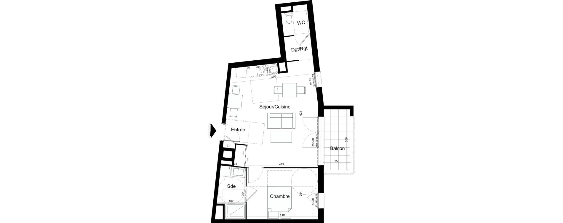 Appartement T2 de 50,52 m2 &agrave; Chalon-Sur-Sa&ocirc;ne Centre