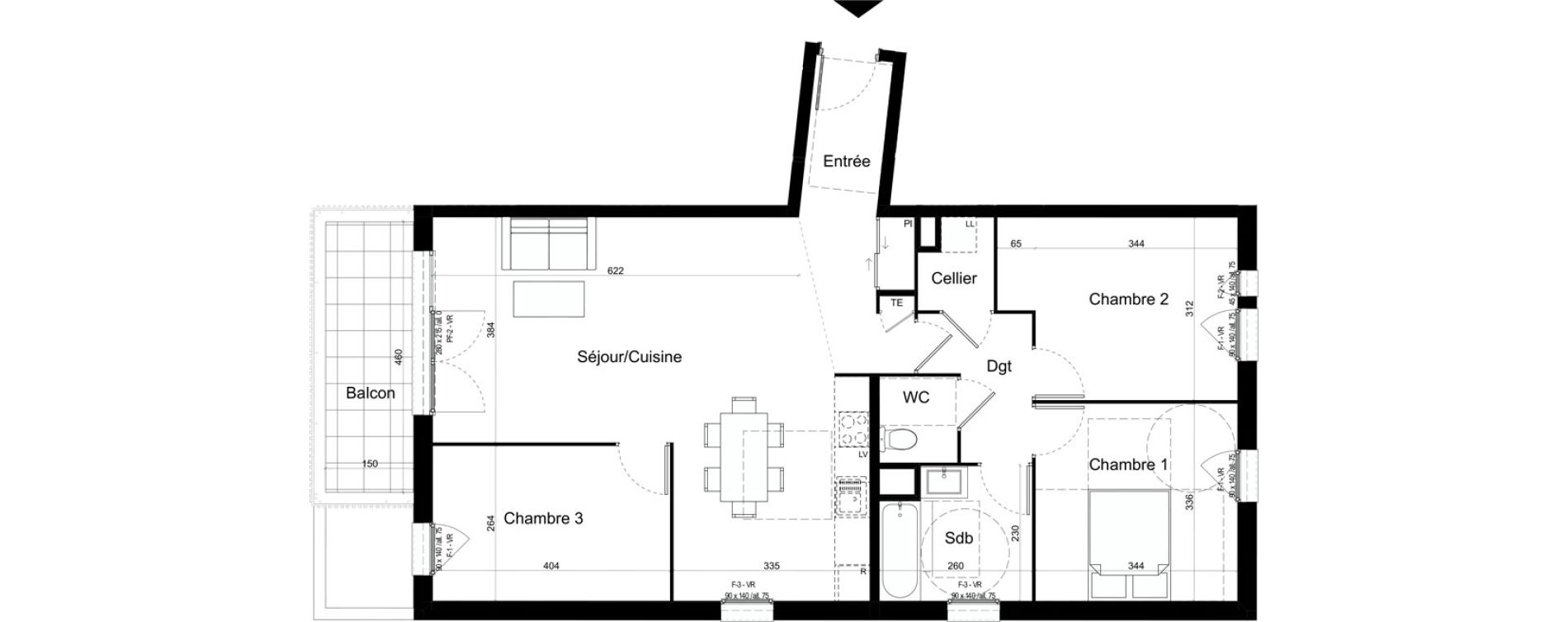 Appartement T4 de 90,09 m2 &agrave; Chalon-Sur-Sa&ocirc;ne Centre