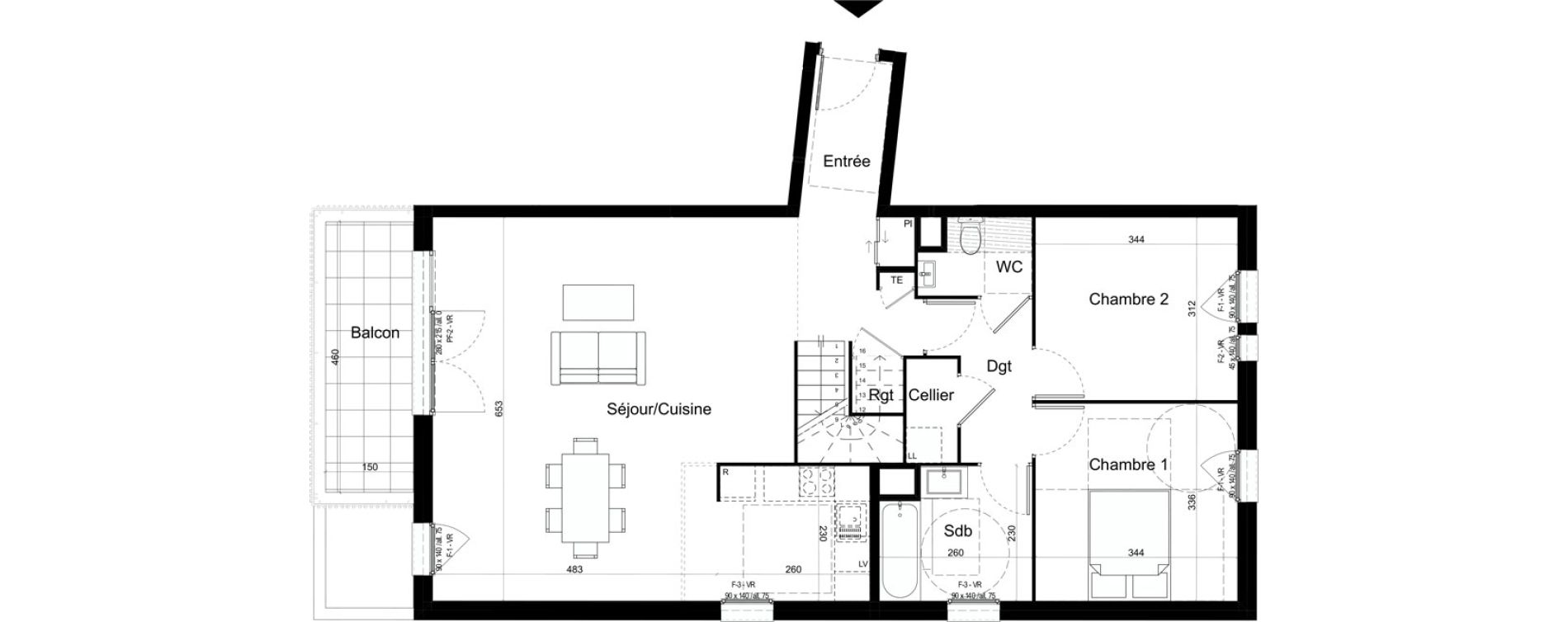 Appartement T5 de 120,21 m2 &agrave; Chalon-Sur-Sa&ocirc;ne Centre