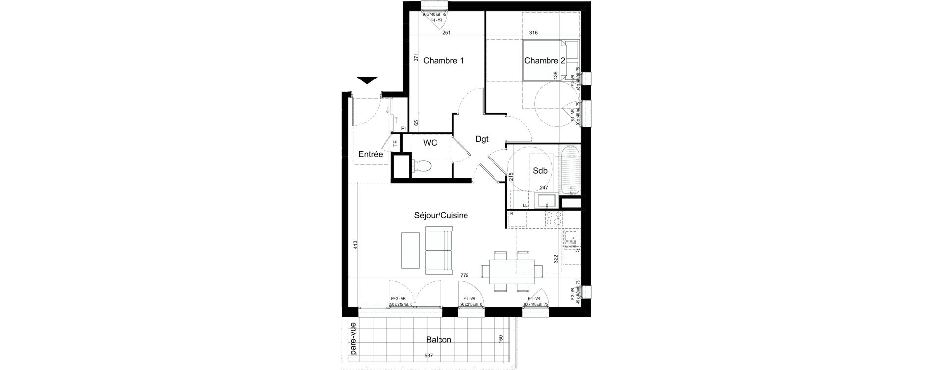 Appartement T3 de 67,89 m2 &agrave; Chalon-Sur-Sa&ocirc;ne Centre