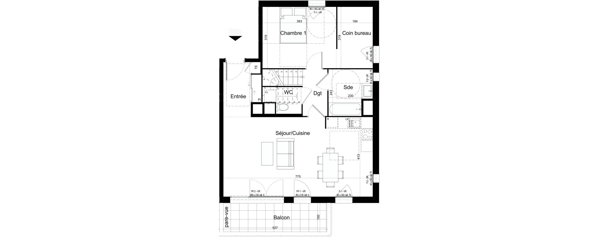 Appartement T4 de 96,35 m2 &agrave; Chalon-Sur-Sa&ocirc;ne Centre