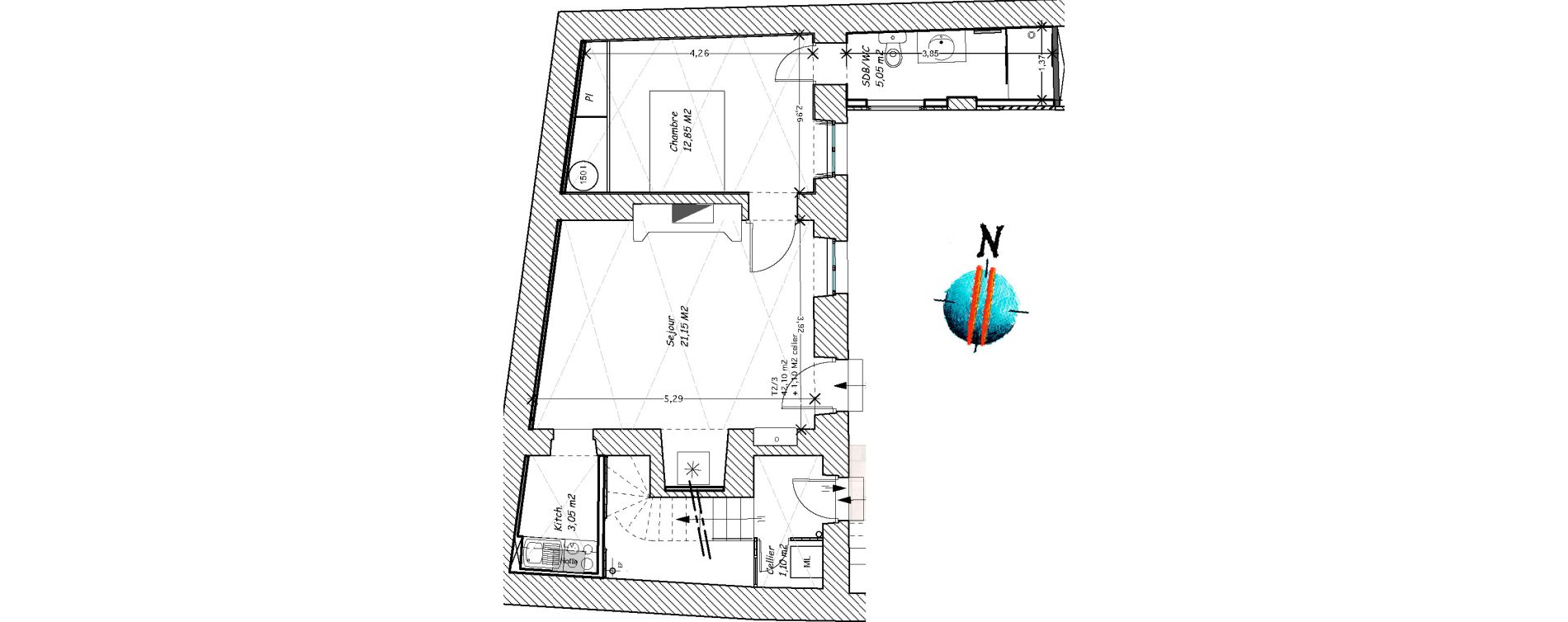 Appartement T2 de 42,10 m2 &agrave; Chalon-Sur-Sa&ocirc;ne Centre