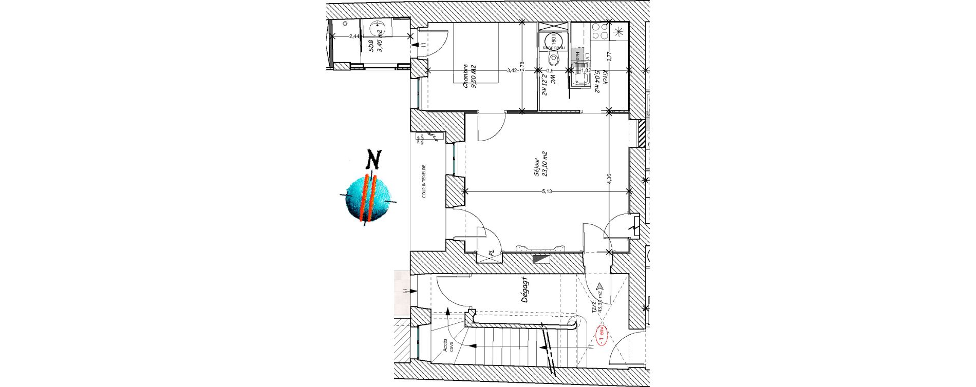 Appartement T2 de 43,30 m2 &agrave; Chalon-Sur-Sa&ocirc;ne Centre