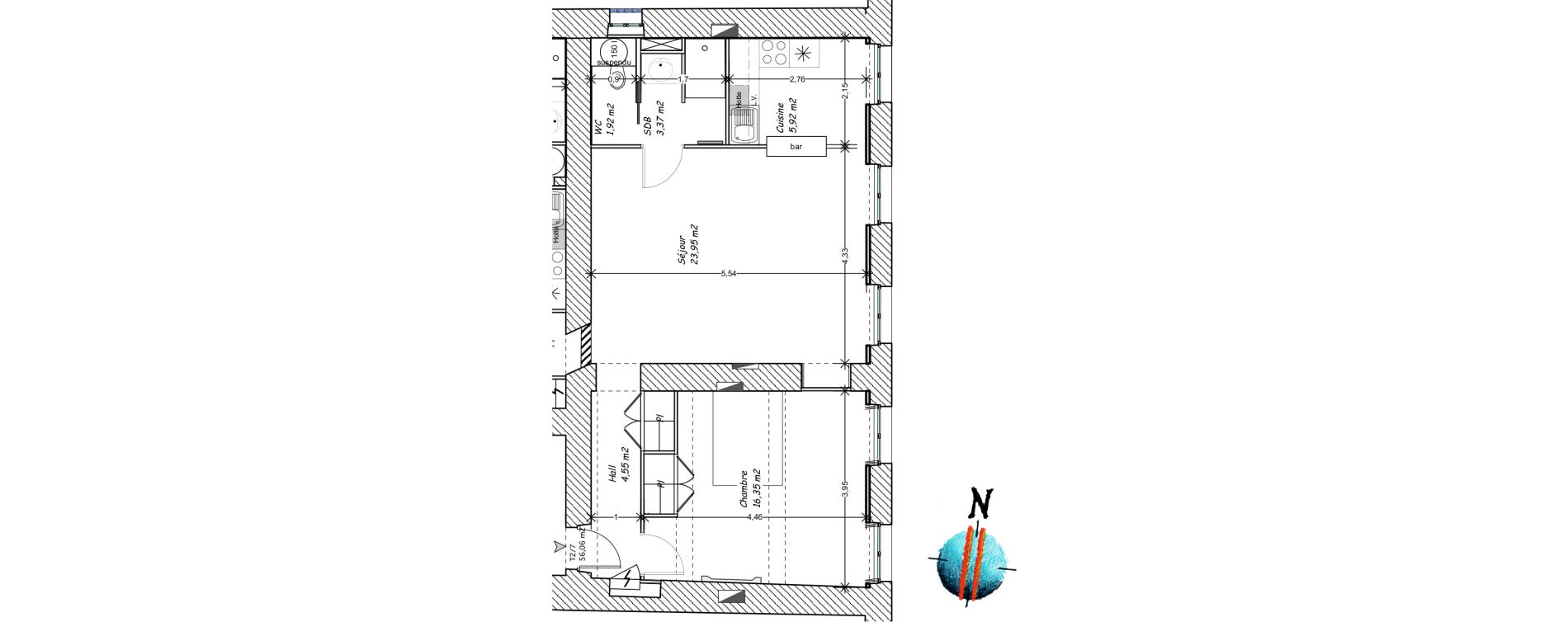 Appartement T2 de 56,06 m2 &agrave; Chalon-Sur-Sa&ocirc;ne Centre