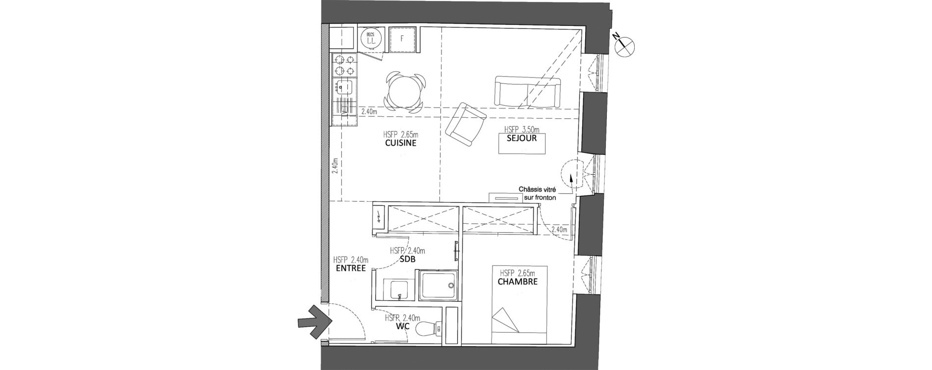 Appartement T2 de 47,80 m2 &agrave; Chalon-Sur-Sa&ocirc;ne Centre