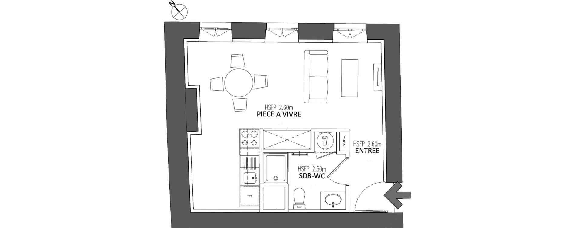 Appartement T1 de 30,10 m2 &agrave; Chalon-Sur-Sa&ocirc;ne Centre