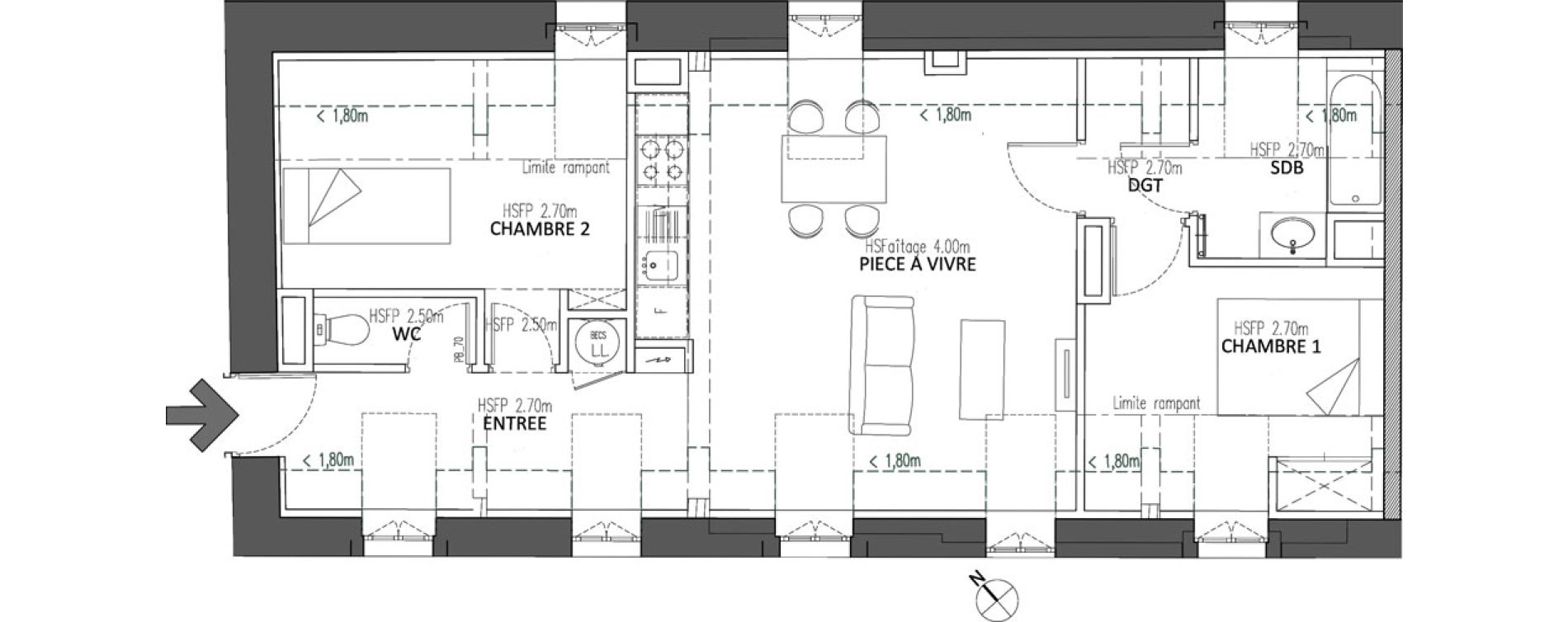 Appartement T3 de 57,70 m2 &agrave; Chalon-Sur-Sa&ocirc;ne Centre