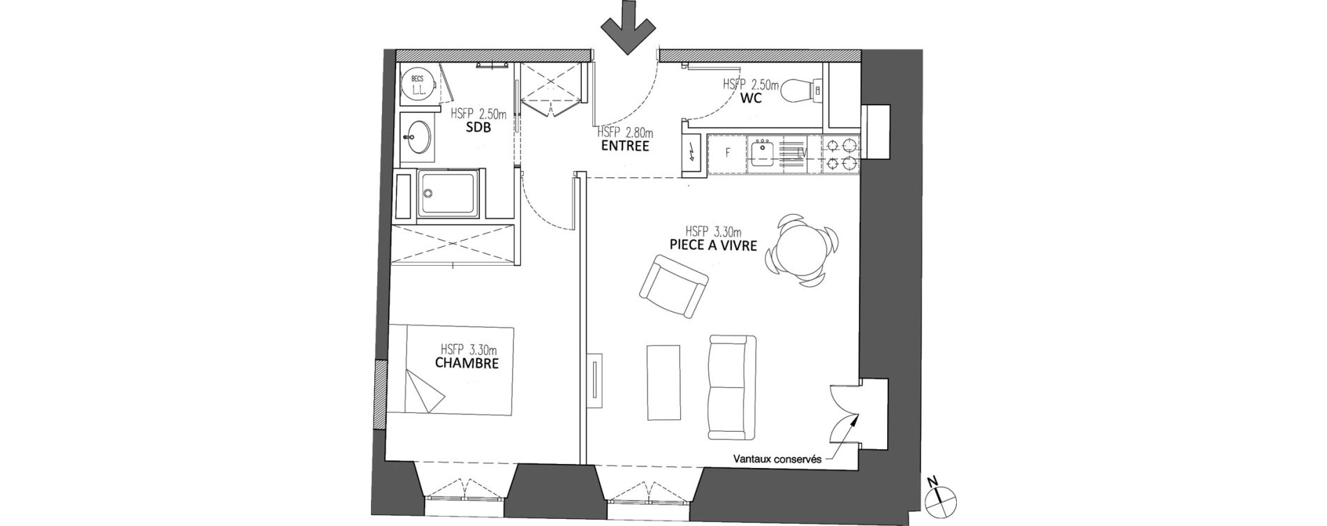 Appartement T2 de 45,70 m2 &agrave; Chalon-Sur-Sa&ocirc;ne Centre