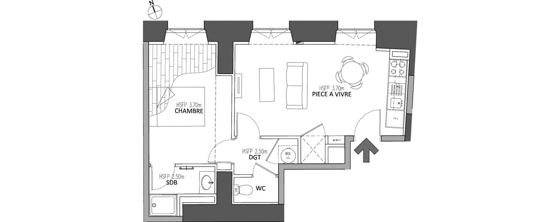 Appartement T2 de 39,80 m2 &agrave; Chalon-Sur-Sa&ocirc;ne Centre