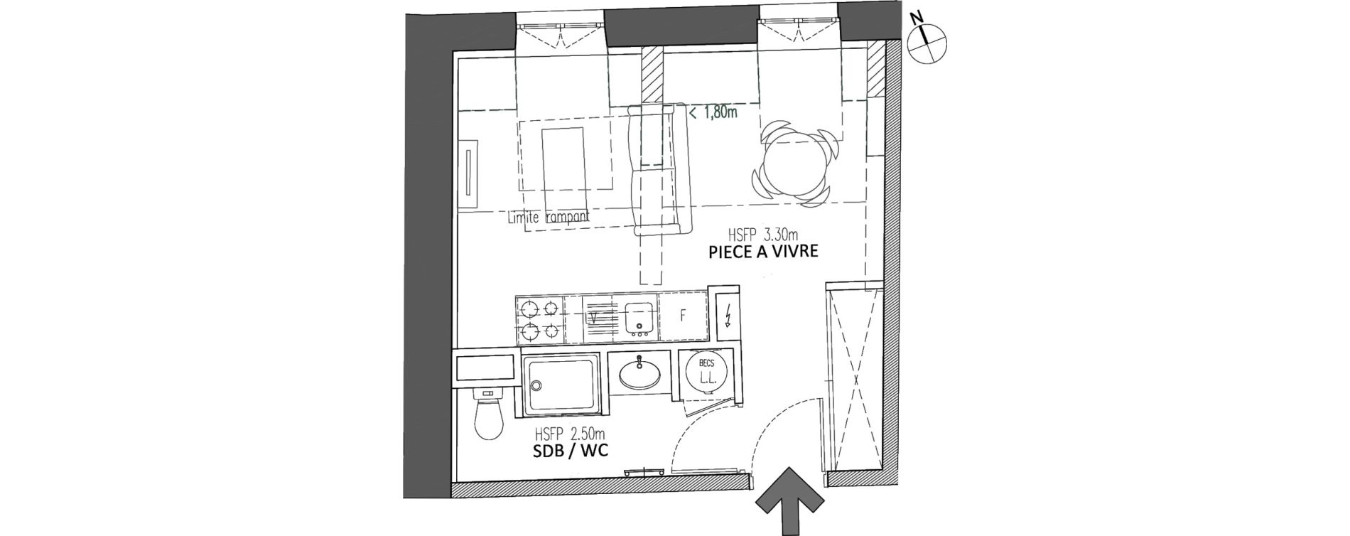 Appartement T1 de 25,40 m2 &agrave; Chalon-Sur-Sa&ocirc;ne Centre