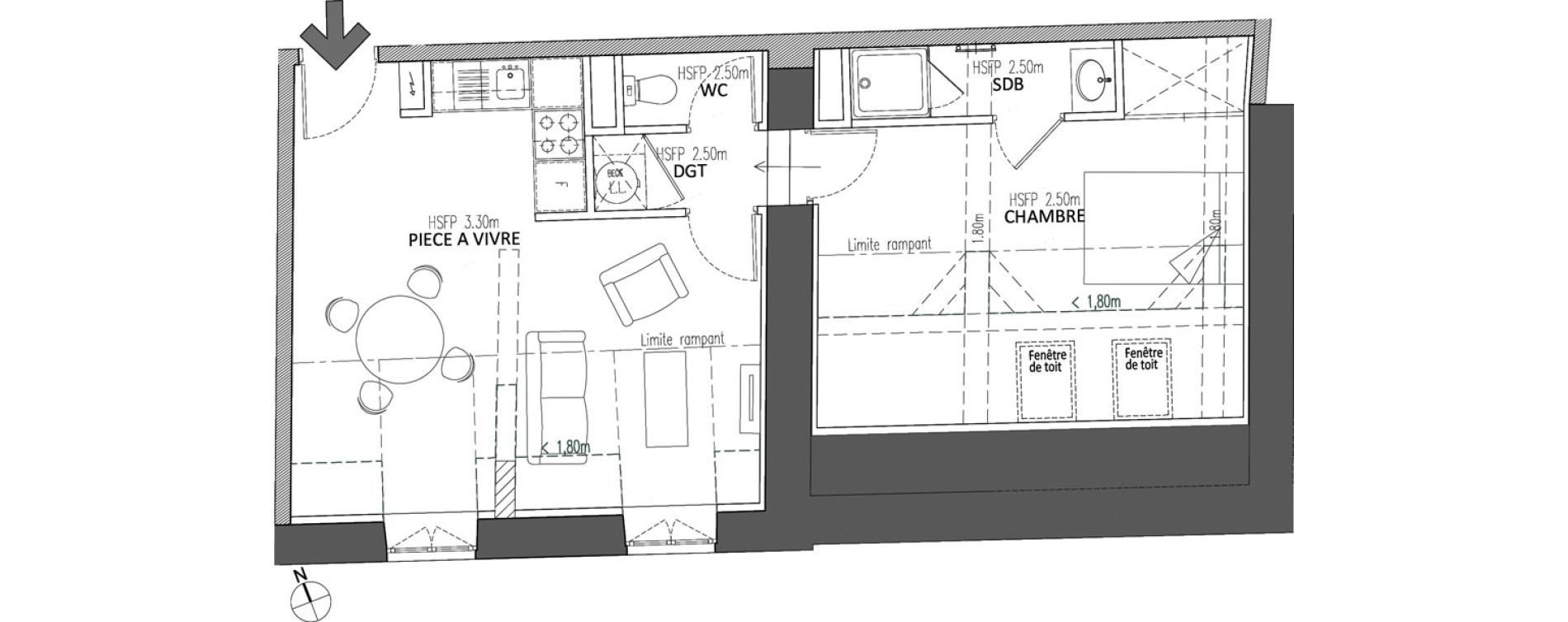 Appartement T2 de 46,30 m2 &agrave; Chalon-Sur-Sa&ocirc;ne Centre