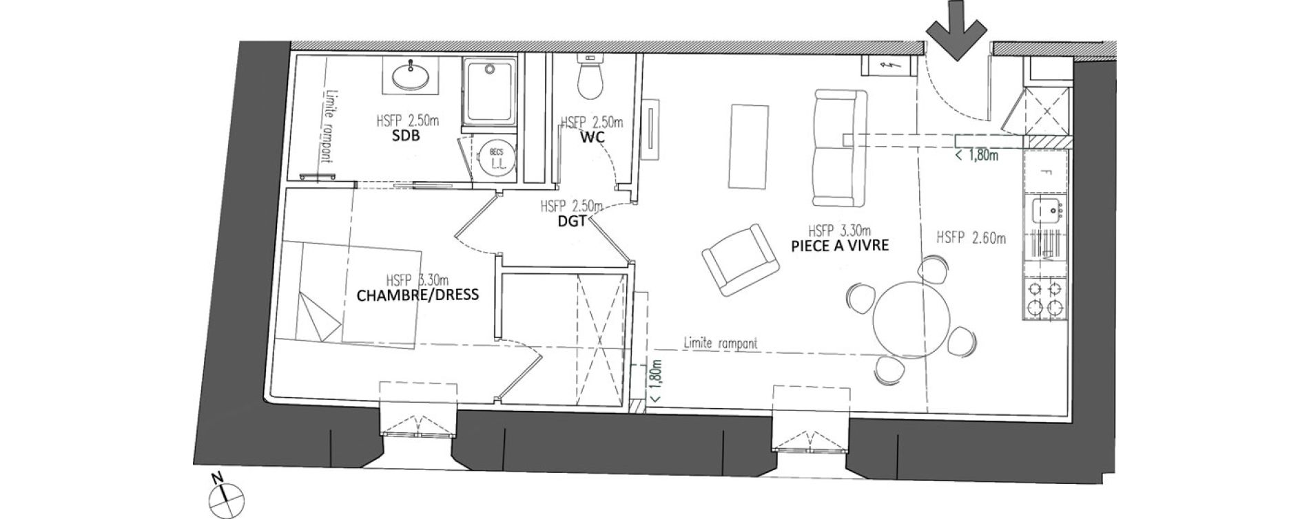 Appartement T2 de 53,20 m2 &agrave; Chalon-Sur-Sa&ocirc;ne Centre