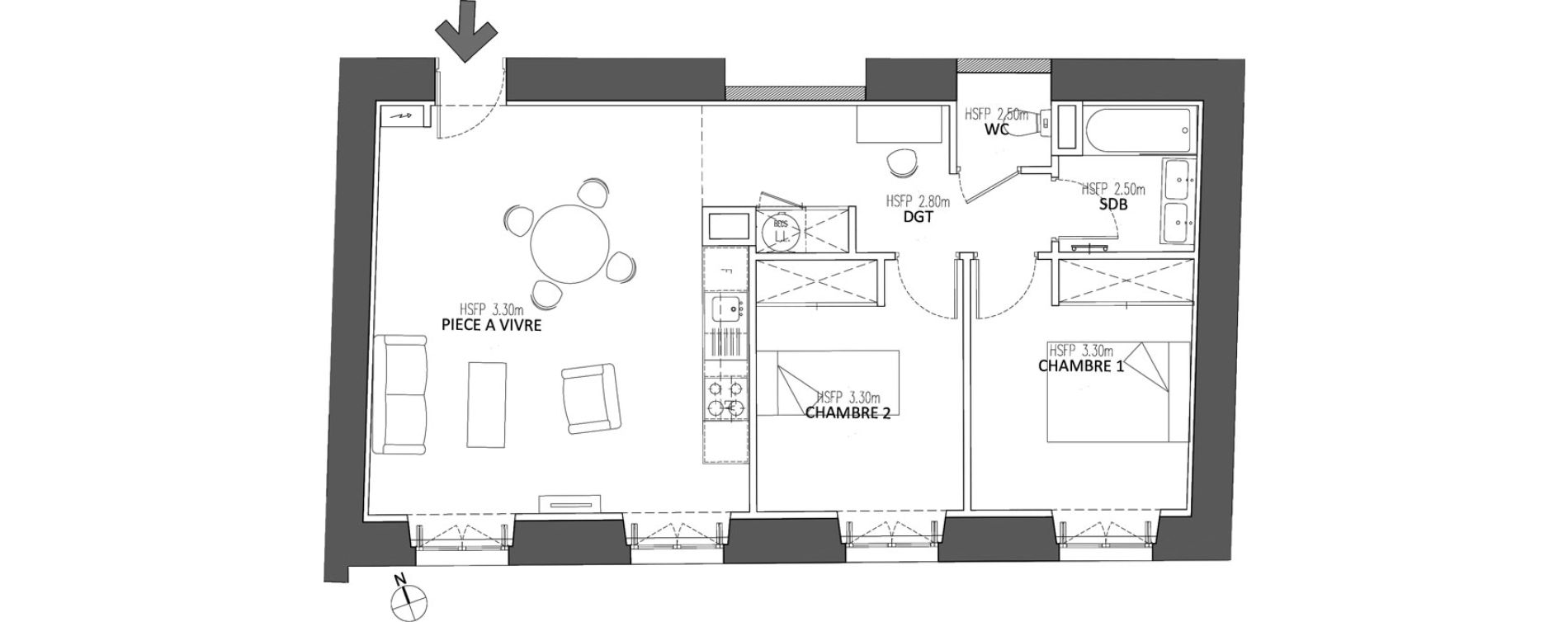 Appartement T3 de 63,10 m2 &agrave; Chalon-Sur-Sa&ocirc;ne Centre